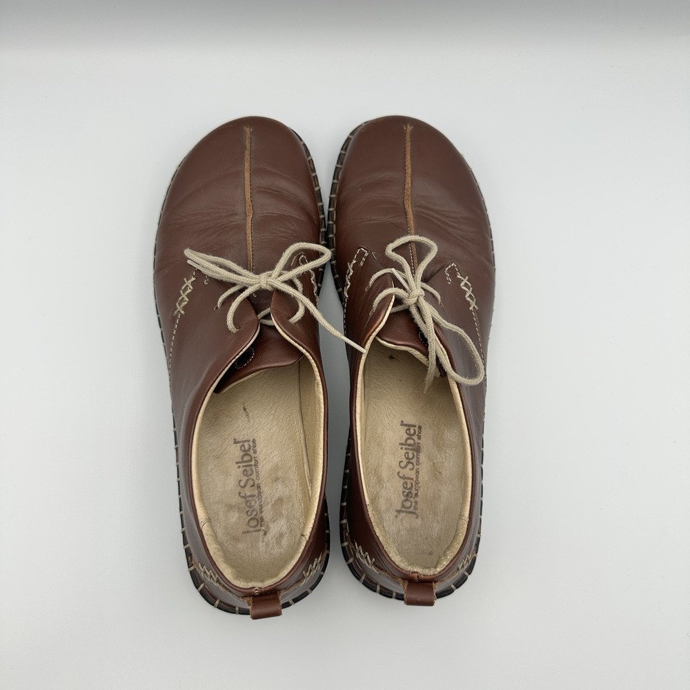 Josef Seibel Womens Brown Leather Lace Up Comfort Shoes EU 41 US 10 Casual - Picture 5 of 9